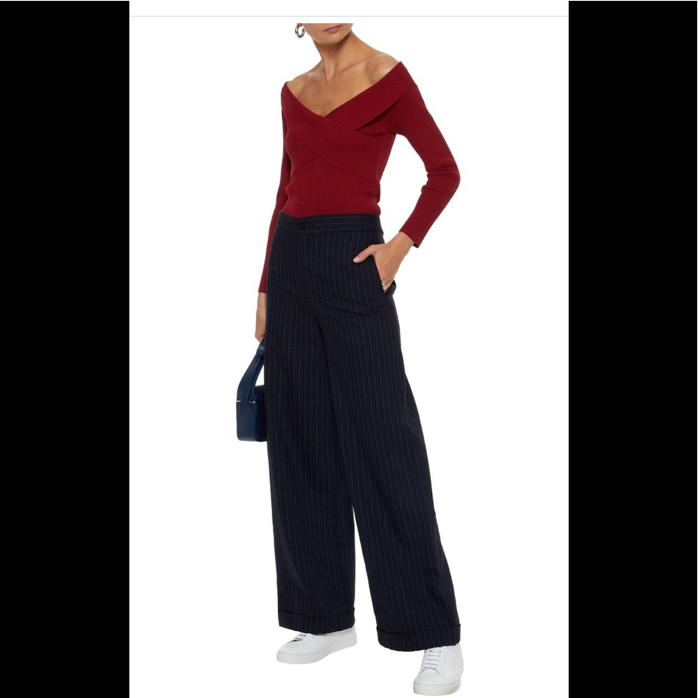 NWT Sandro Jova off-the-shoulder ribbed-knit top